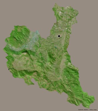 Sırbistan 'ın Zajecarski ilçesi, başkenti sağlam bir renk zeminine sahip. Uydu görüntüleri. 3B görüntüleme