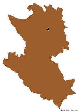 Sırbistan 'ın Zlatiborski ilçesi, başkenti beyaz arka planda izole edilmiş. Desenli dokuların bileşimi. 3B görüntüleme