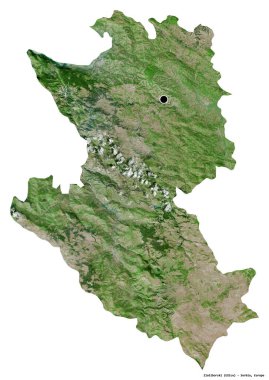 Sırbistan 'ın Zlatiborski ilçesi, başkenti beyaz arka planda izole edilmiş. Uydu görüntüleri. 3B görüntüleme