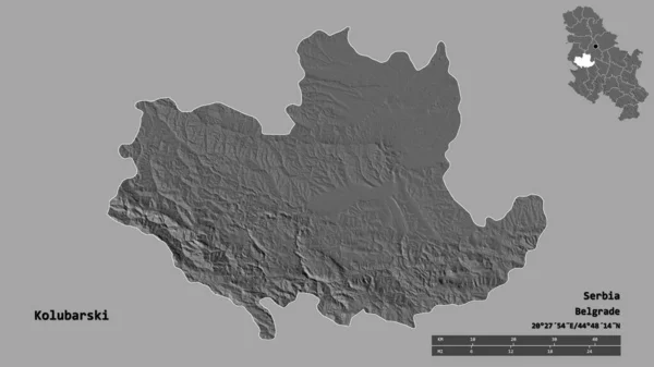 Gestalt Von Kolubarski Bezirk Von Serbien Mit Seiner Hauptstadt Isoliert — Stockfoto