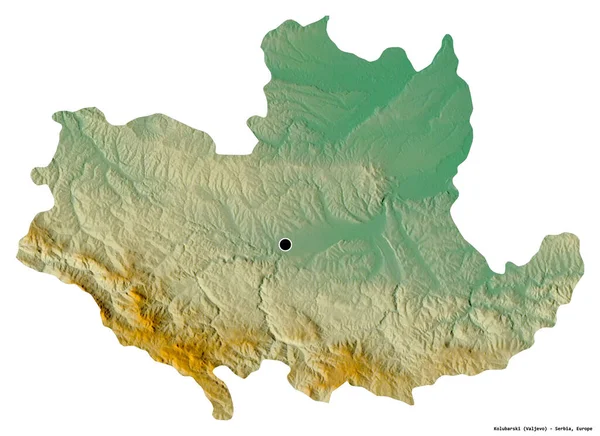 セルビアの首都コルバルスキの形は白い背景に孤立している 地形図 3Dレンダリング — ストック写真