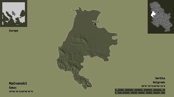 Form Von Macvanski Bezirk Serbiens Und Seiner Hauptstadt Entfernungsskala Vorschau — Stockfoto