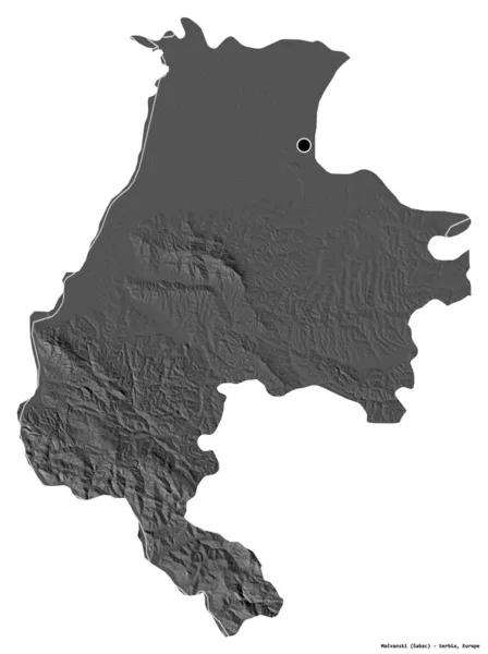 Forma Macvanski Distrito Serbia Con Capital Aislada Sobre Fondo Blanco —  Fotos de Stock