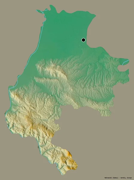 Forma Macvanski Distretto Della Serbia Con Sua Capitale Isolata Uno — Foto Stock