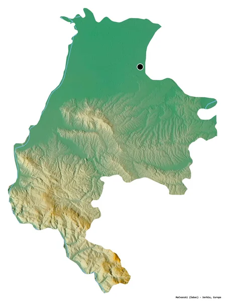 Sırbistan Macvanski Ilçesi Başkenti Beyaz Arka Planda Izole Edilmiş Topografik — Stok fotoğraf