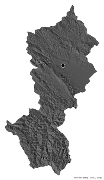 Σχήμα Μοραβίτσκι Περιοχή Της Σερβίας Πρωτεύουσα Απομονωμένη Λευκό Φόντο Υψόμετρο — Φωτογραφία Αρχείου