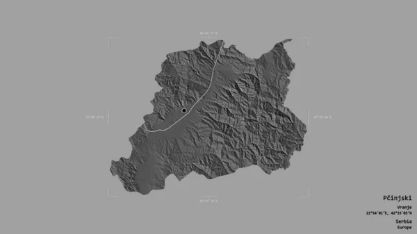 Área Pcinjski Distrito Sérvia Isolada Fundo Sólido Uma Caixa Delimitadora — Fotografia de Stock