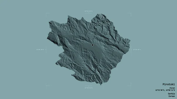 세르비아의 피로트 은지형으로 뒤틀어 배경에 고립되어 있었습니다 라벨이요 지형도 렌더링 — 스톡 사진