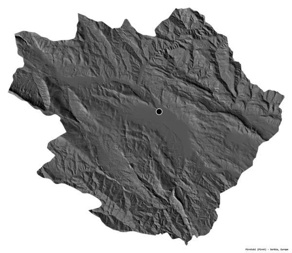 セルビアの首都ピロトスキーの形は 白い背景に孤立しています 標高マップ 3Dレンダリング — ストック写真
