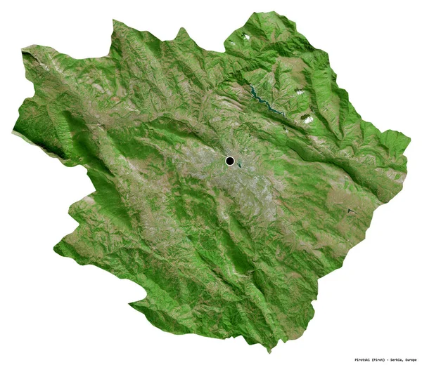 Shape Pirotski District Serbia Its Capital Isolated White Background Satellite — Stock Photo, Image