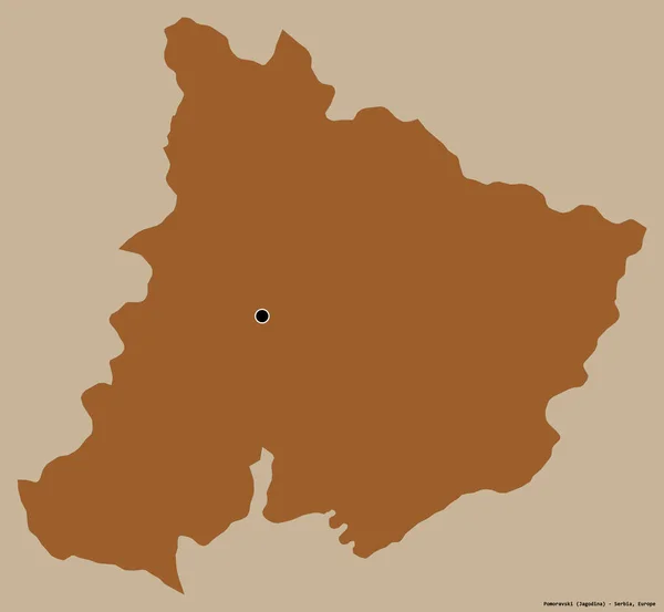 Форма Поморавского Района Сербии Столицей Изолированной Сплошном Цветном Фоне Состав — стоковое фото