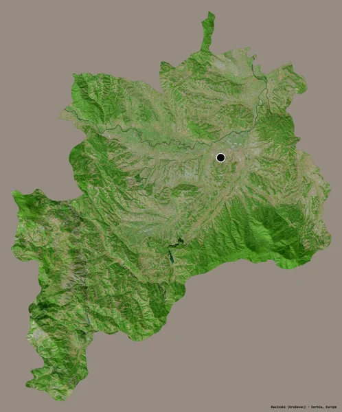 セルビア地方のラジンスキーの形で その首都はしっかりとした色の背景に隔離されています 衛星画像 3Dレンダリング — ストック写真