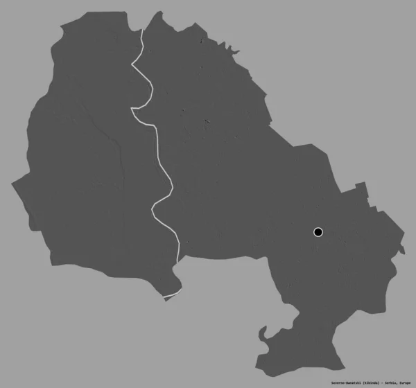セルビア地方のセヴェルノ バナツキの形で その首都はしっかりとした色の背景に隔離されています 標高マップ 3Dレンダリング — ストック写真
