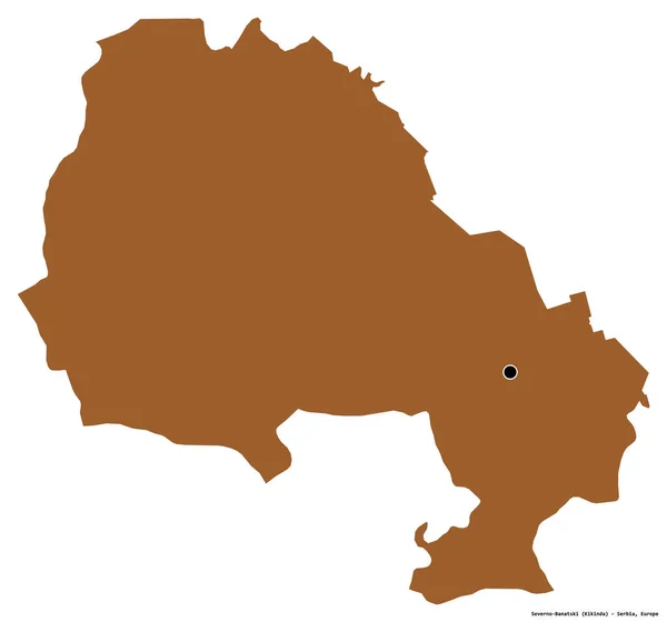 塞尔维亚Severno Banatski区的形状 其首都因白人背景而孤立 图形纹理的组成 3D渲染 — 图库照片