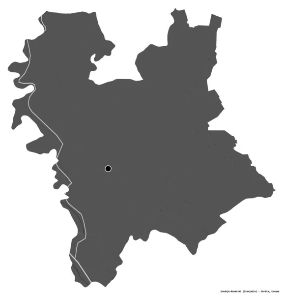 Форма Средне Банацкого Района Сербии Столицей Изолированной Белом Фоне Карта — стоковое фото
