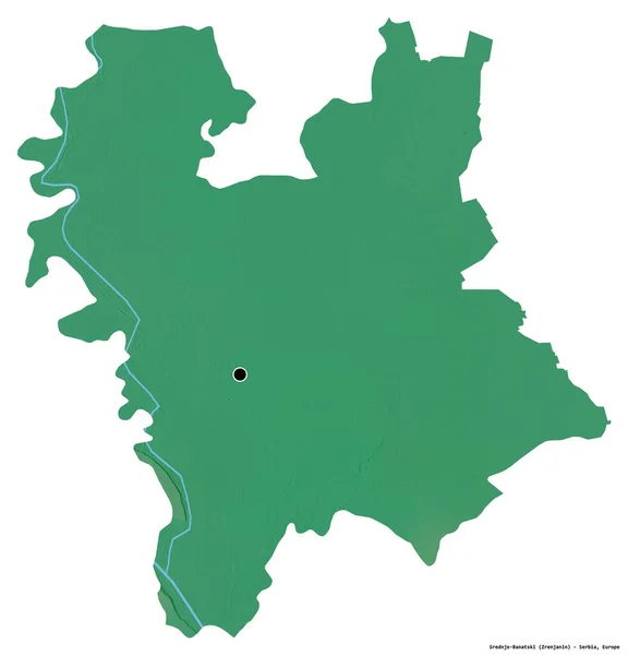 Форма Srednje Banatski Району Сербії Столицею Ізольованою Білому Тлі Карта — стокове фото