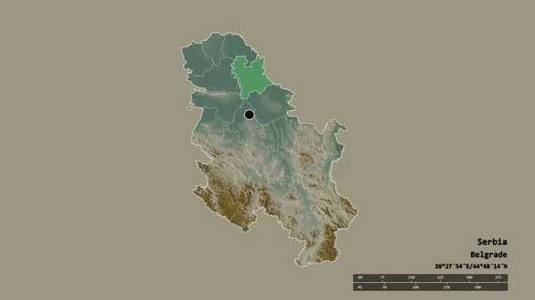Zdesperowany Kształt Serbii Stolicą Głównym Oddziałem Regionalnym Wydzielonym Obszarem Srednje — Zdjęcie stockowe