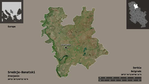 Форма Среднє Банацького Району Сербії Його Столиці Масштаб Відстаней Превью — стокове фото