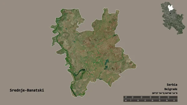 Form Srednje Banatski Distriktet Serbien Med Dess Huvudstad Isolerad Solid — Stockfoto