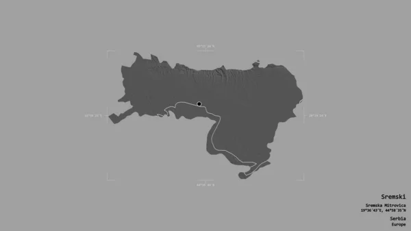 Район Сремски Район Сербии Изолирован Твердом Фоне Геометрической Коробке Метки — стоковое фото