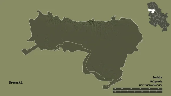 Forma Sremski Distrito Serbia Con Capital Aislada Sobre Fondo Sólido —  Fotos de Stock