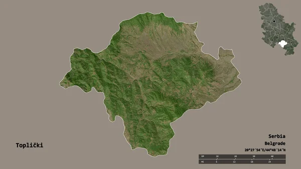Forma Toplicki Distrito Serbia Con Capital Aislada Sobre Fondo Sólido —  Fotos de Stock