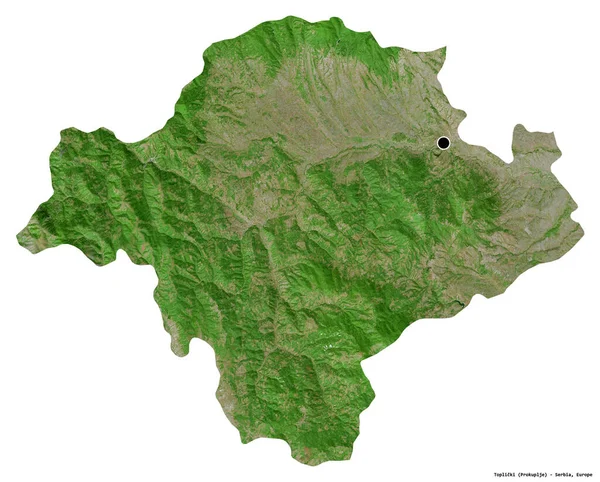 Shape Toplicki District Serbia Its Capital Isolated White Background Satellite — Stock Photo, Image