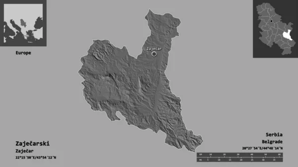 Forma Zajecarski Distrito Serbia Capital Escala Distancia Vistas Previas Etiquetas — Foto de Stock