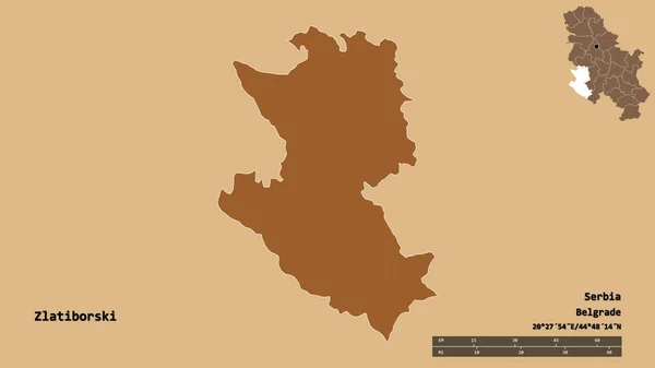 Σχήμα Του Ζλάτιμπορσκι Περιοχή Της Σερβίας Κεφάλαιό Του Απομονωμένο Στέρεο — Φωτογραφία Αρχείου