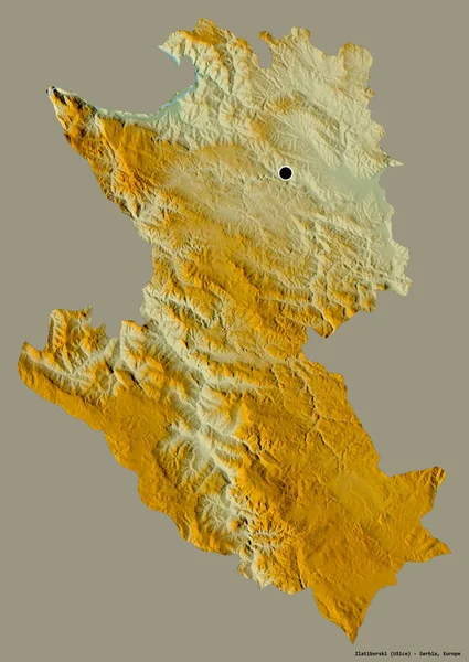 セルビア地方のズラティボルスキの形で その首都はしっかりとした色の背景に隔離されています 地形図 3Dレンダリング — ストック写真