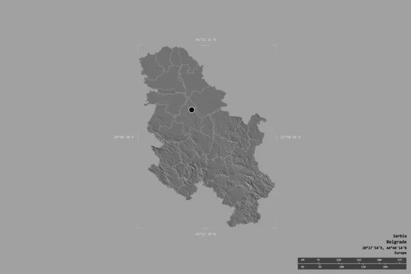 Площадь Сербии Изолирована Твердом Фоне Геометрической Рамке Главное Региональное Подразделение — стоковое фото