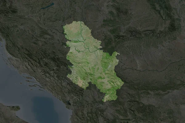 Forma Serbia Separada Por Desaturación Las Zonas Vecinas Imágenes Satélite — Foto de Stock