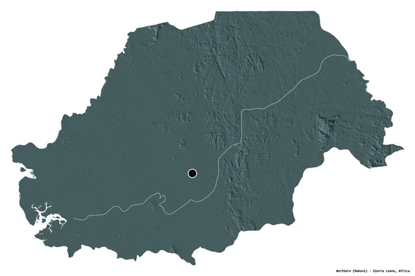 Form Des Nordens Provinz Sierra Leone Mit Seiner Hauptstadt Isoliert — Stockfoto