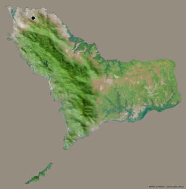 Batı 'nın şekli, Sierra Leone eyaleti, başkenti katı renk arkaplanı ile izole edilmiştir. Uydu görüntüleri. 3B görüntüleme