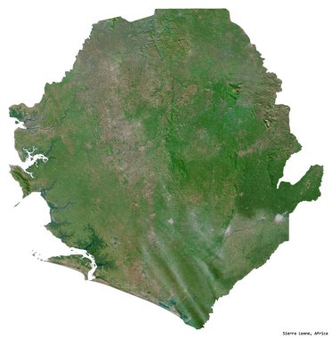 Beyaz arka planda başkenti izole edilmiş Sierra Leone 'nin şekli. Uydu görüntüleri. 3B görüntüleme