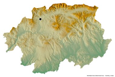 Slovakya 'nın başkenti Banskobystricky' nin beyaz arka planda izole edilmiş hali. Topografik yardım haritası. 3B görüntüleme