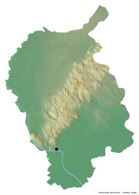 Bratislavsky 'nin şekli, Slovakya bölgesi, başkenti beyaz arka planda izole edilmiş. Topografik yardım haritası. 3B görüntüleme