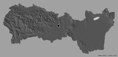 Slovakya 'nın Kosicky bölgesi, başkenti katı renk arkaplanı ile izole edilmiştir. Çift seviyeli yükseklik haritası. 3B görüntüleme