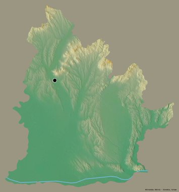 Slovakya 'nın başkenti Nitriansky' nin katı renk arkaplanı ile izole edilmiş hali. Topografik yardım haritası. 3B görüntüleme