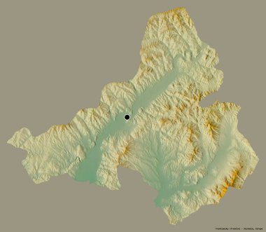 Slovakya 'nın başkenti Trenciansky' nin katı renk arkaplanı ile izole edilmiş hali. Topografik yardım haritası. 3B görüntüleme