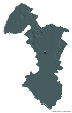 Trnavsky 'nin şekli, Slovakya bölgesi, başkenti beyaz arka planda izole edilmiş. Renkli yükseklik haritası. 3B görüntüleme
