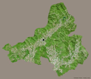 Slovakya 'nın başkenti Trenciansky' nin katı renk arkaplanı ile izole edilmiş hali. Uydu görüntüleri. 3B görüntüleme