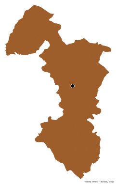 Trnavsky 'nin şekli, Slovakya bölgesi, başkenti beyaz arka planda izole edilmiş. Desenli dokuların bileşimi. 3B görüntüleme