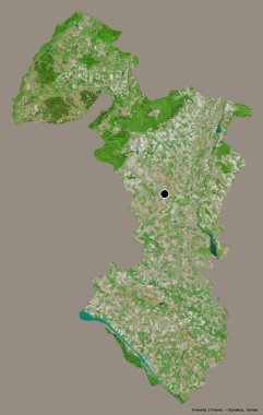 Slovakya 'nın başkenti Trnavsky' nin katı renk arkaplanı ile izole edilmiş hali. Uydu görüntüleri. 3B görüntüleme