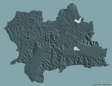 Slovakya 'nın başkenti Zilinsky' nin katı renk arkaplanı ile izole edilmiş hali. Renkli yükseklik haritası. 3B görüntüleme