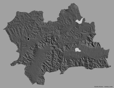 Slovakya 'nın başkenti Zilinsky' nin katı renk arkaplanı ile izole edilmiş hali. Çift seviyeli yükseklik haritası. 3B görüntüleme