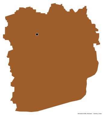 Slovenya 'nın istatistiksel bölgesi Notranjsko-kraska' nın şekli, başkenti beyaz arka planda izole edilmiş. Desenli dokuların bileşimi. 3B görüntüleme