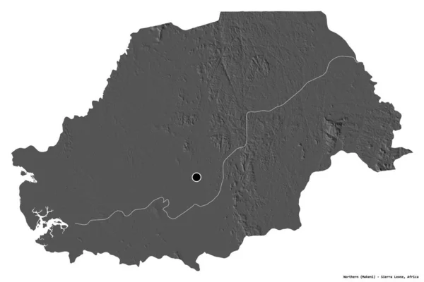 Forma Del Norte Provincia Sierra Leona Con Capital Aislada Sobre — Foto de Stock