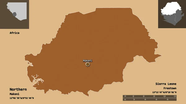 Forma Norte Província Serra Leoa Sua Capital Escala Distância Previews — Fotografia de Stock