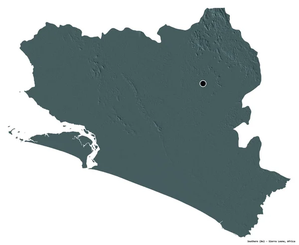 Форма Півдня Провінція Сьєрра Леоне Столицею Ізольованою Білому Тлі Кольорові — стокове фото